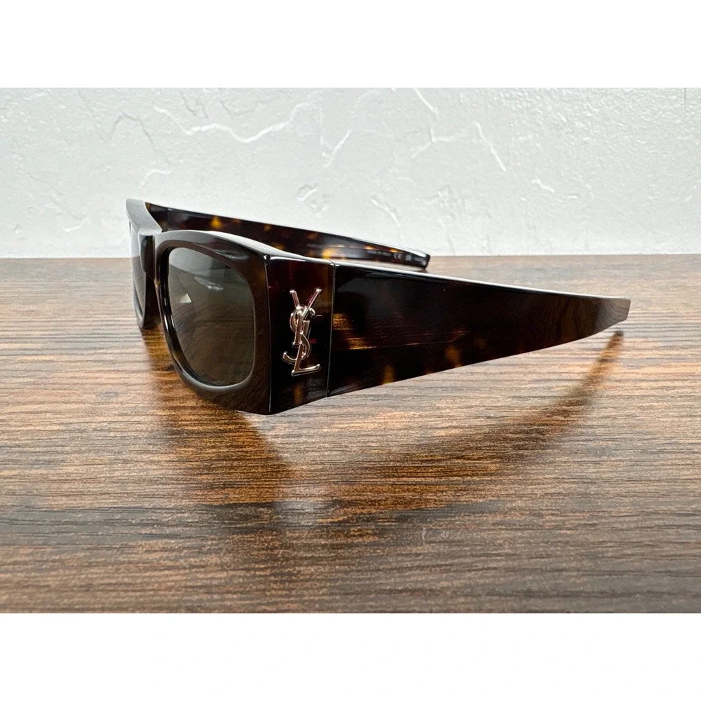 Saint Laurent SL M140 003 Havana Tortoise‎ Rectangular Sunglasses YSL Monogram